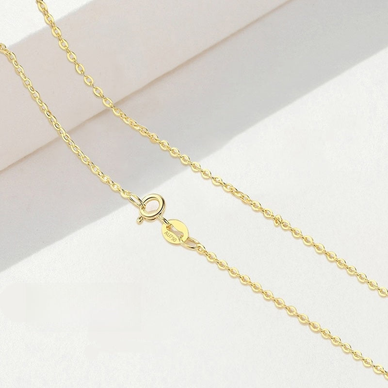 18K Gold Plain Chain Necklace for Women