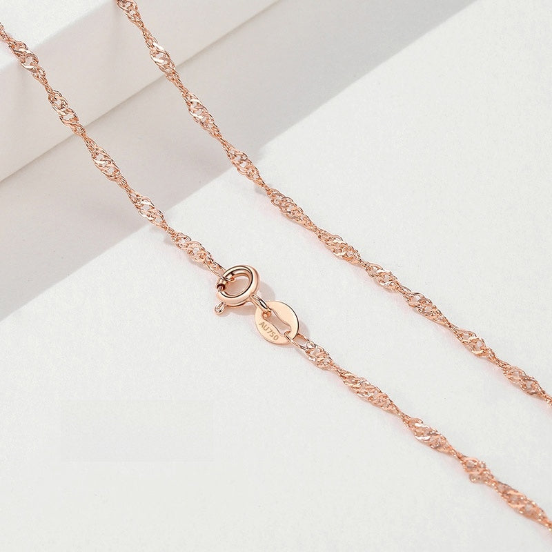 18K Gold Plain Chain Necklace for Women