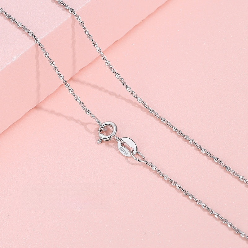 18K Gold Plain Chain Necklace for Women