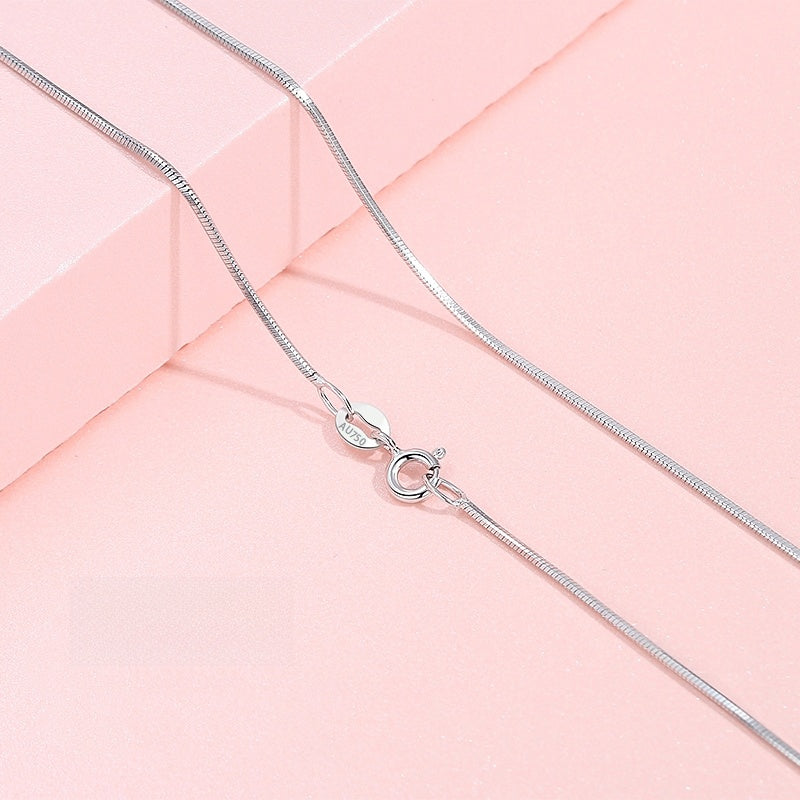 18K Gold Plain Chain Necklace for Women