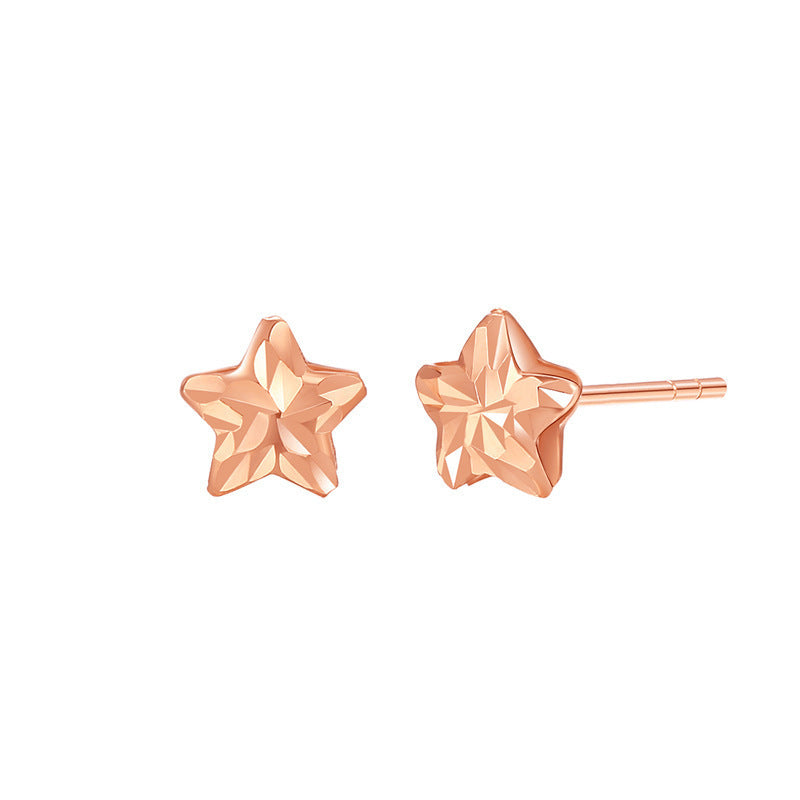 18K Gold Stud Earrings and Ear Chains