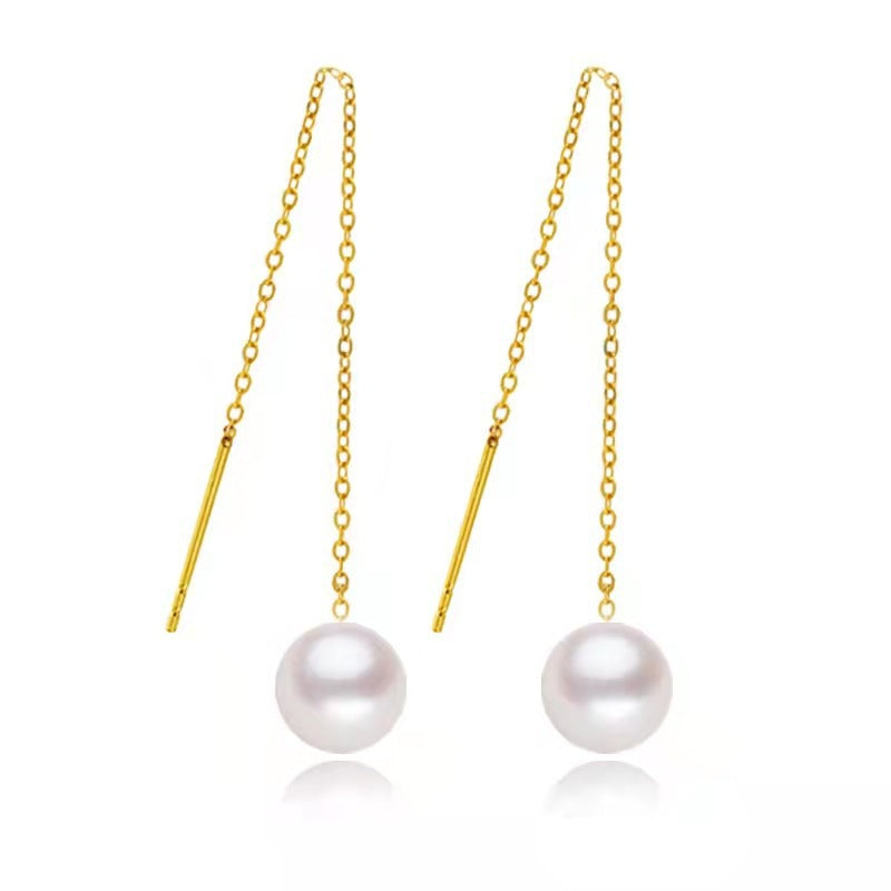 18K Gold Stud Earrings and Ear Chains