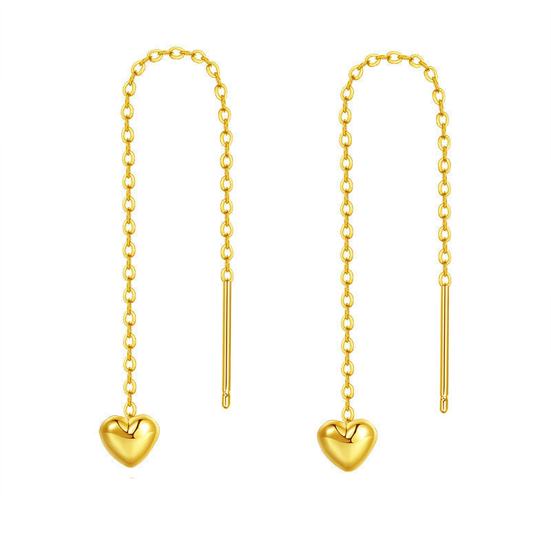 18K Gold Stud Earrings and Ear Chains