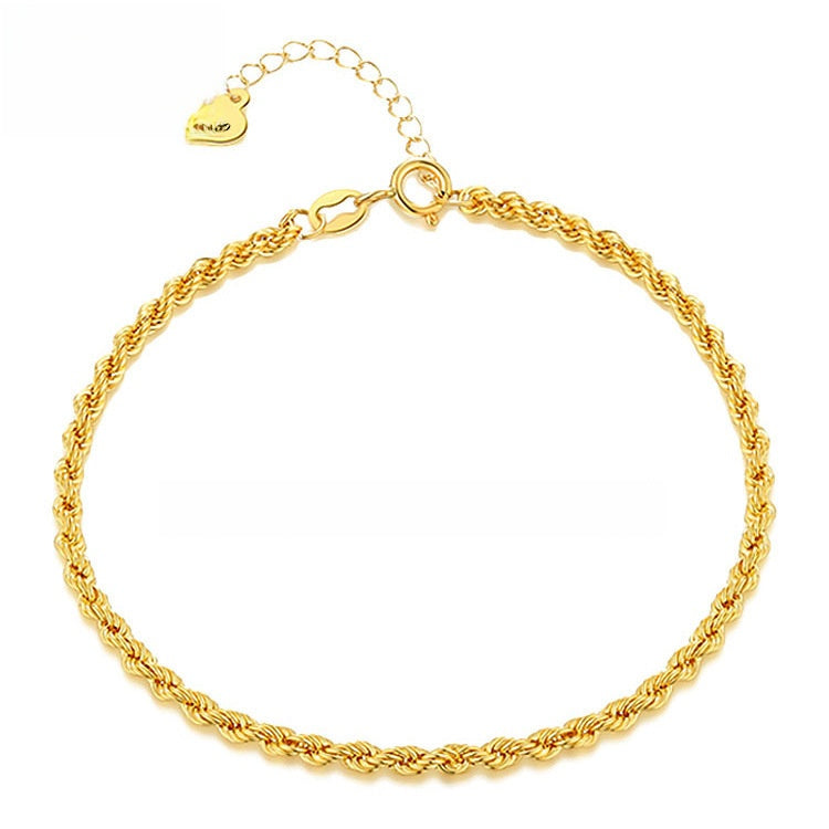 18K Gold Twist Rope Bracelet for Women