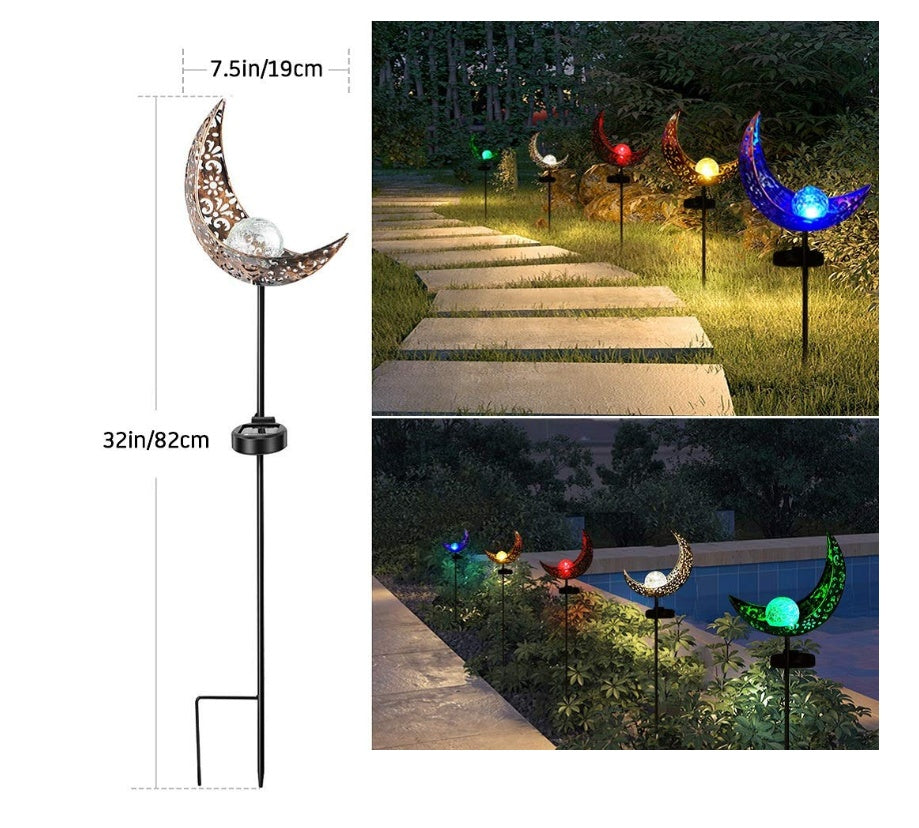 LED Solar Flame Garden Light Metal Waterproof Outdoor Lamp