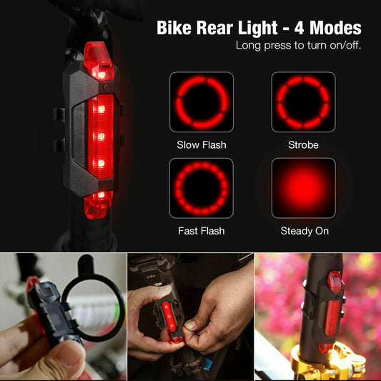USB Rechargeable LED Bike Light – Front & Rear Cycling Lamp