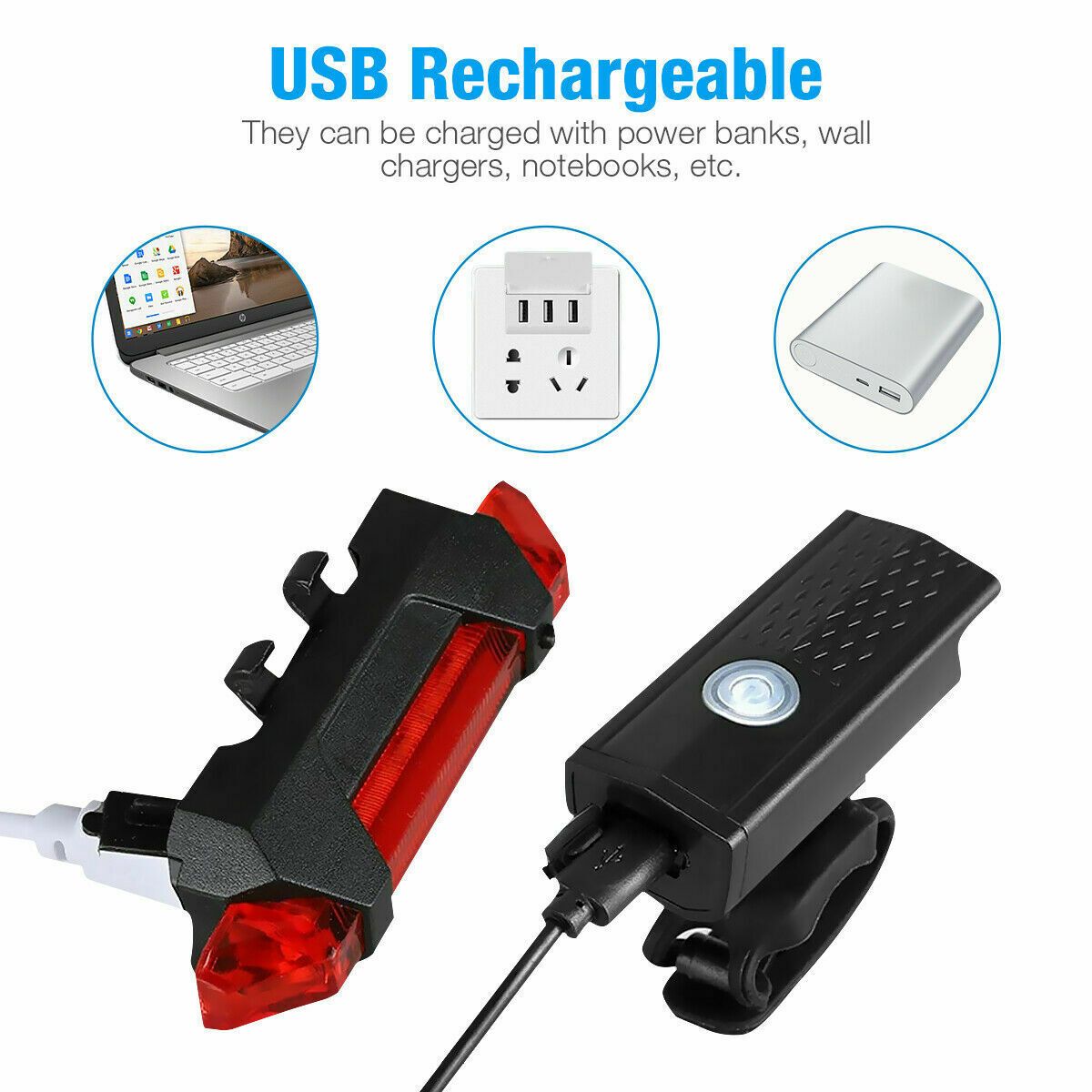 USB Rechargeable LED Bike Light – Front & Rear Cycling Lamp