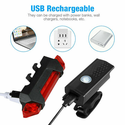 USB Rechargeable LED Bike Light – Front & Rear Cycling Lamp