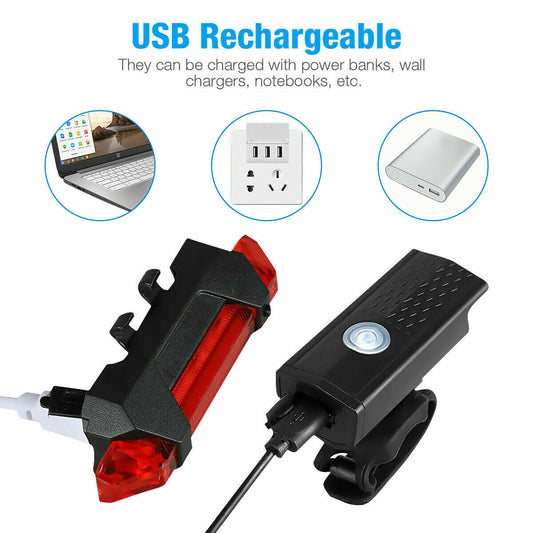 USB Rechargeable LED Bike Light – Front & Rear Cycling Lamp