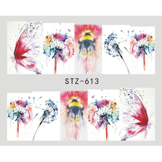 Buy Cute Butterfly Flower Nail Sticker Water Transfer Design.