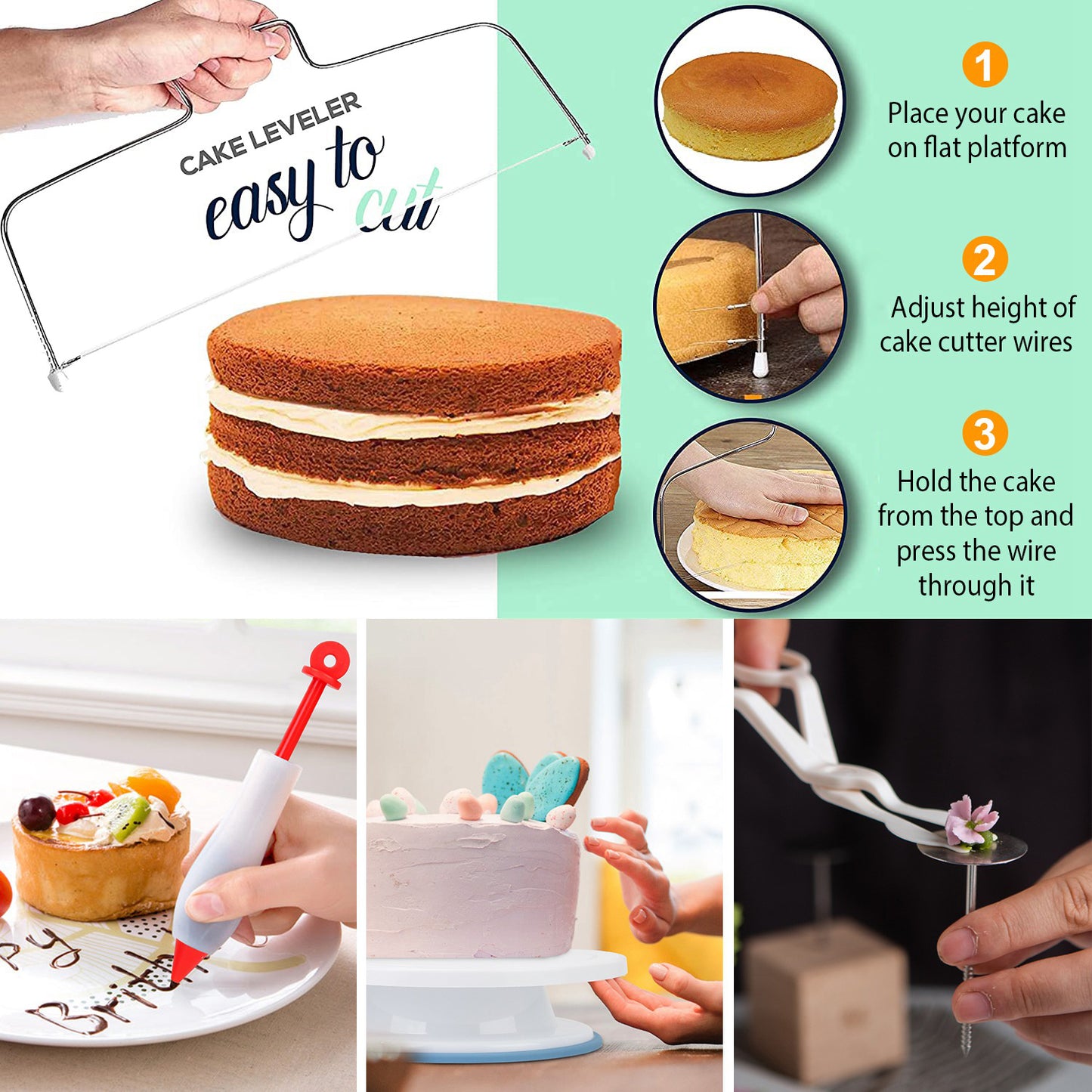 11in Rotating Cake Turntable 108Pc Decorating Supplies Kit