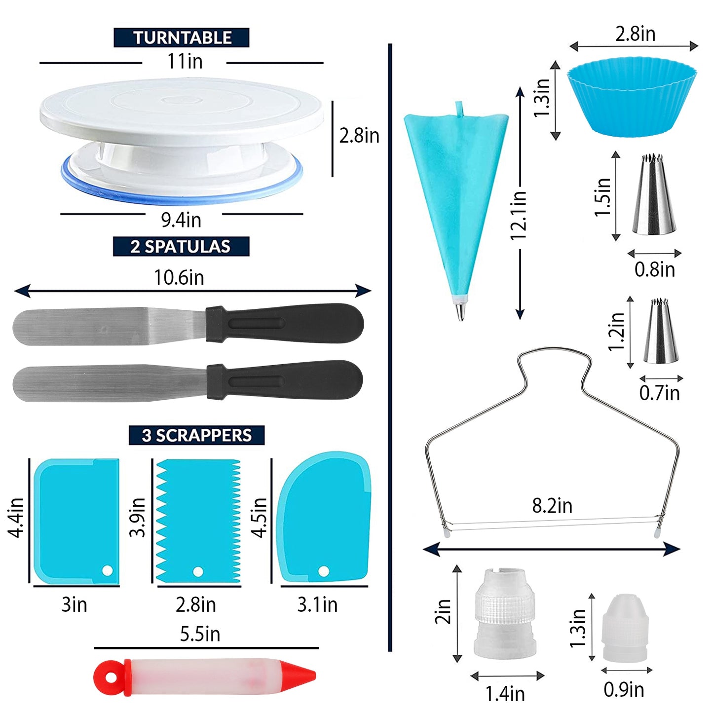 11in Rotating Cake Turntable 108Pc Decorating Supplies Kit