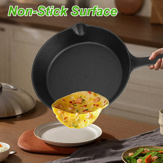Cast Iron Skillet Set 3Pcs Pre-Seasoned Oven Safe Frying Pans