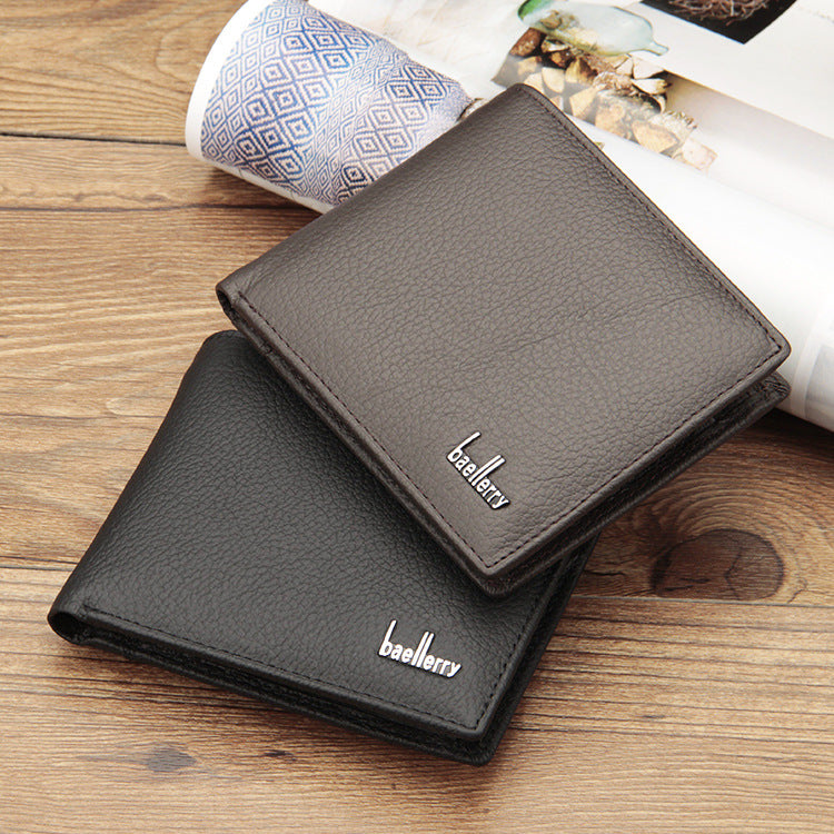 Genuine Leather Two-Fold Short Coin Purse For Men Everyday