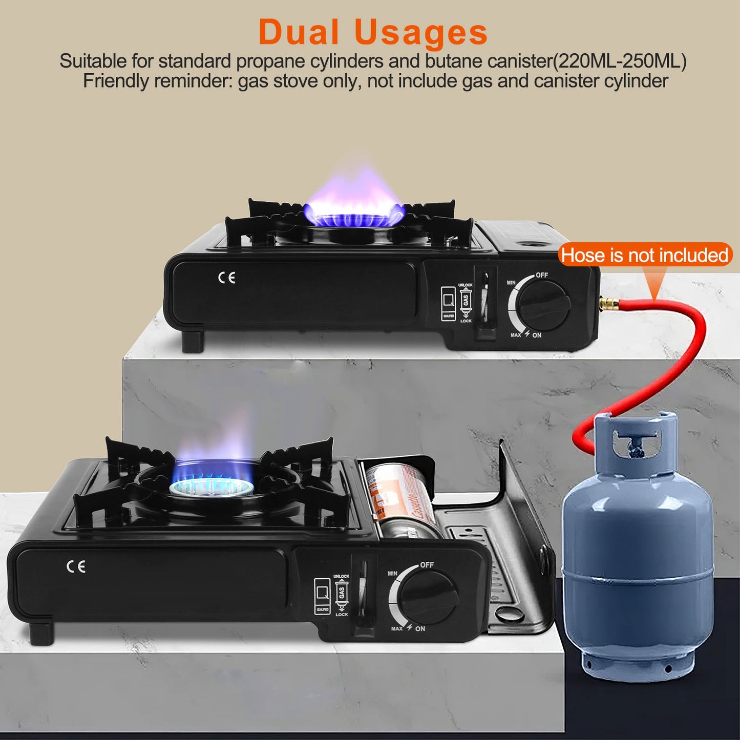 3300W Portable Camping Stove Dual Fuel Burner with Piezo