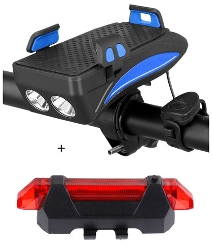 Motorcycle Bicycle Phone Holder with Charging & Front Lamp