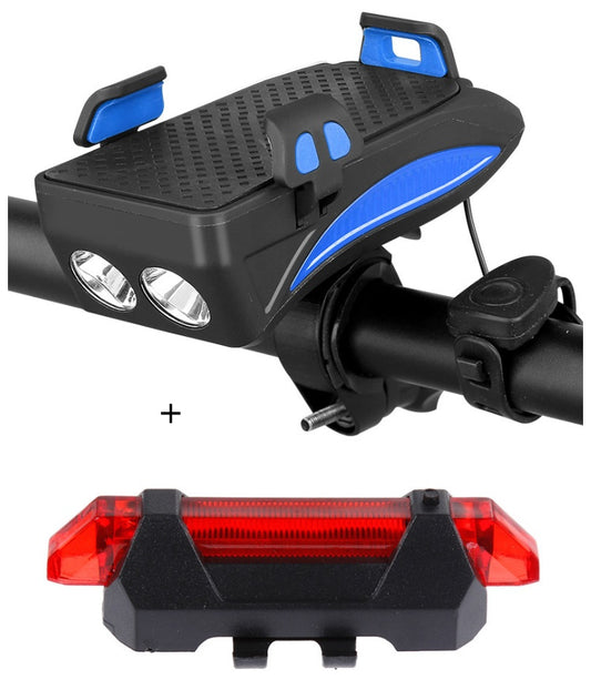 Motorcycle Bicycle Phone Holder with Charging & Front Lamp