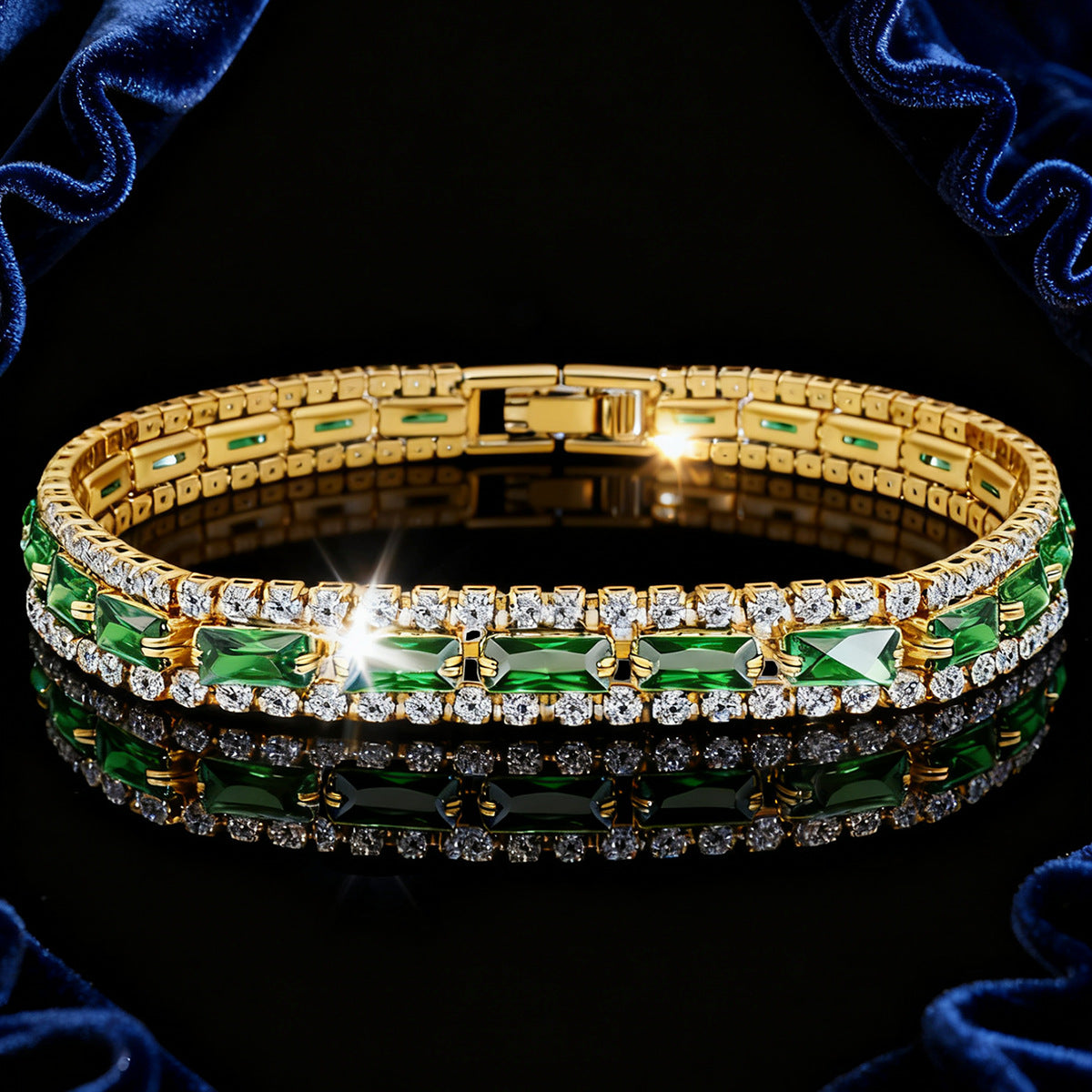 Full Diamond Green Zircon Bracelet Stylish Jewelry Men Women