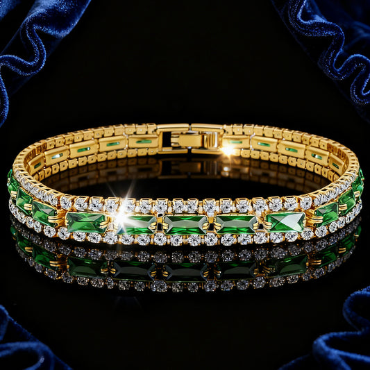Full Diamond Green Zircon Bracelet Stylish Jewelry Men Women