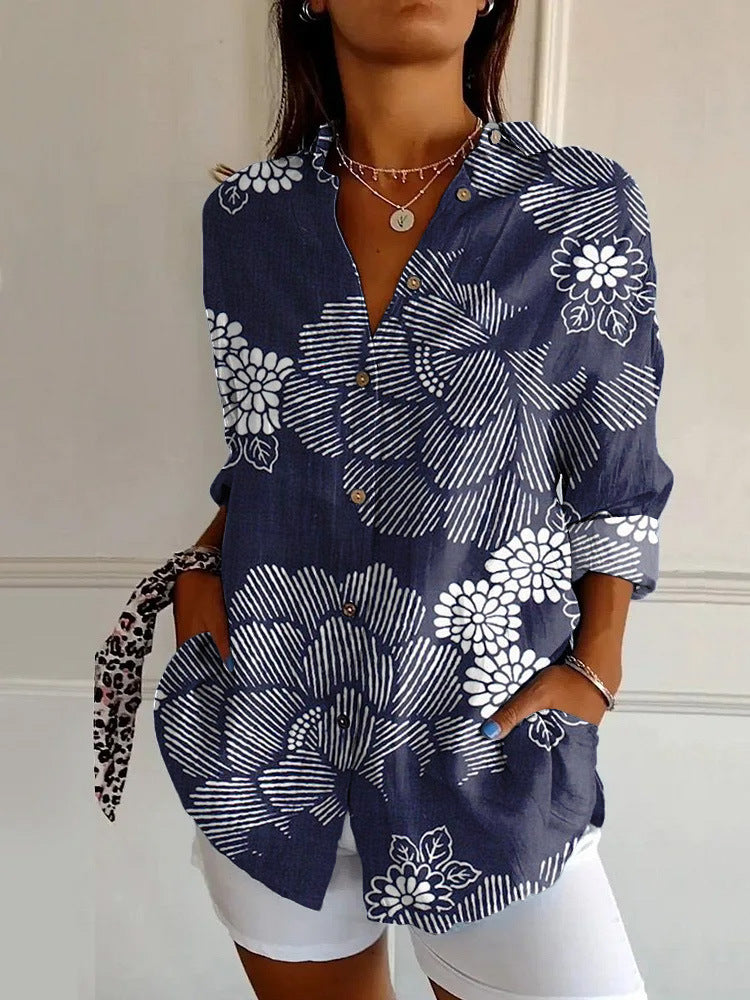 Womens Floral Pattern 3D Printed Long-Sleeve Shirt Online
