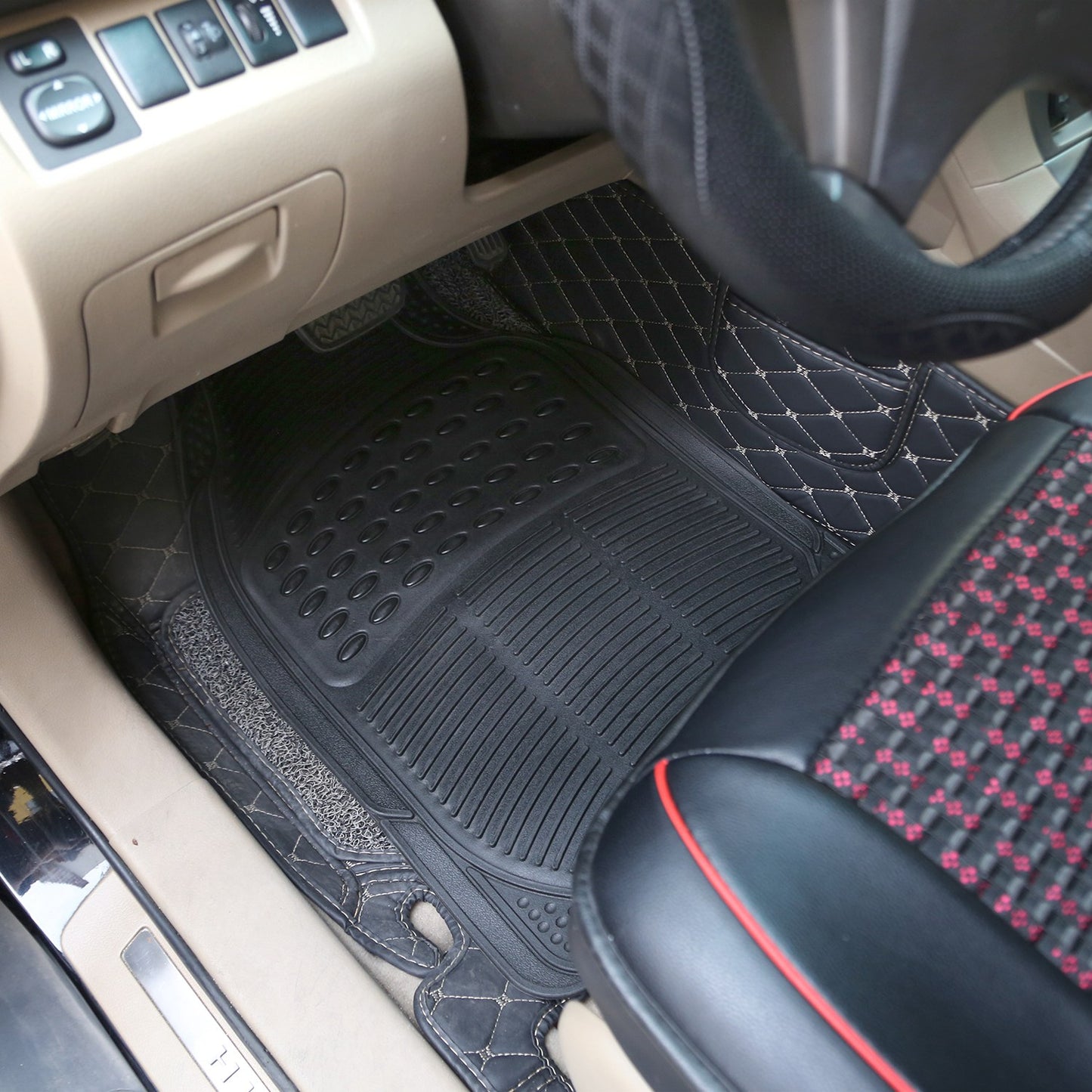 1Set PVC Rubber Floor Mats for Cars SUVs Trucks Heavy Duty Kit Global swanky 1