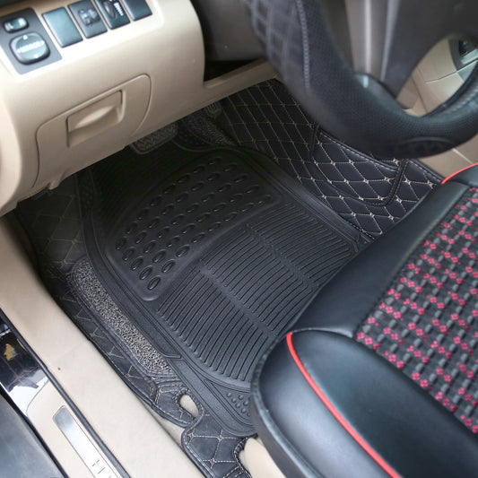 1Set PVC Rubber Floor Mats for Cars SUVs Trucks Heavy Duty Kit Global swanky 1