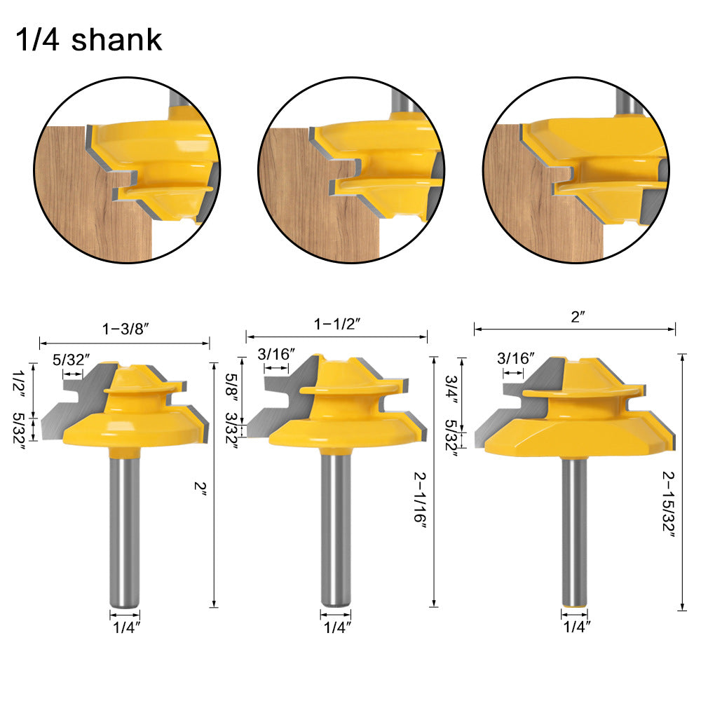 1/2 shank 1/4 shank 45-degree dovetail cutter
