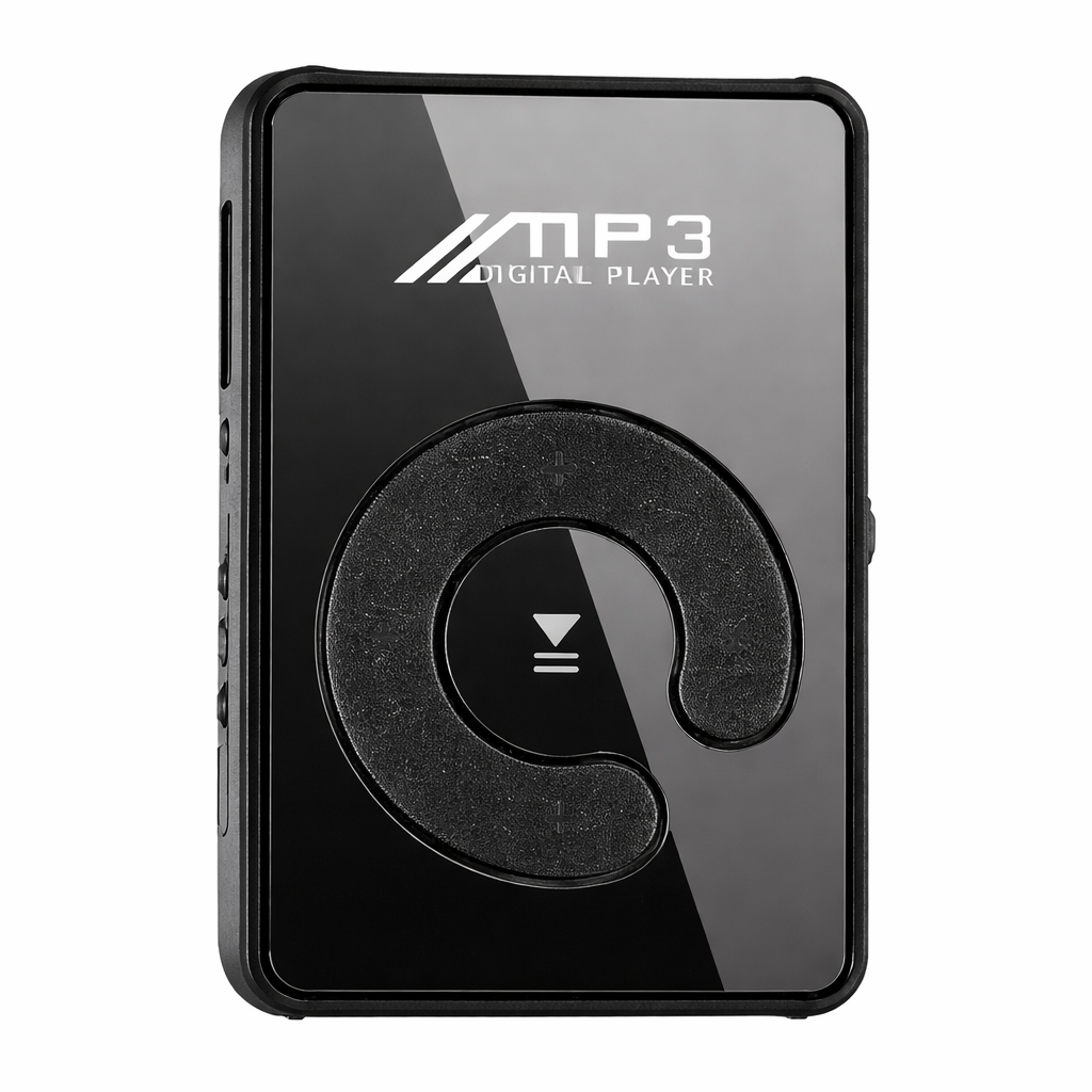 Portable MP3 Player Walkman with Clip, SD TF Mirror, Black