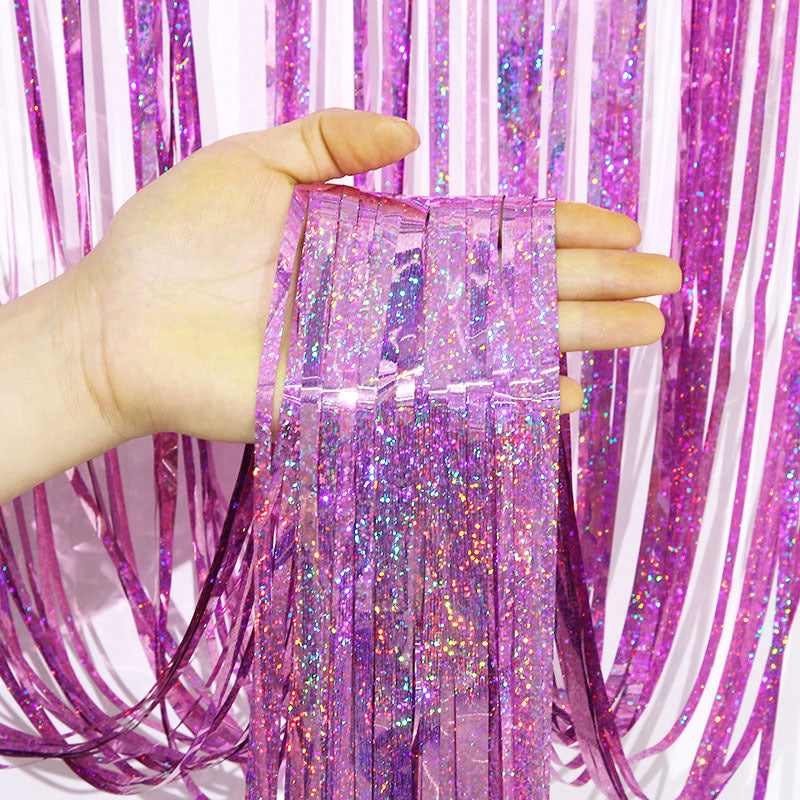 1 meter 2 meter 3 meter 4 meter laser rain silk curtain flower curtain props wedding Christmas birthday party background decoration