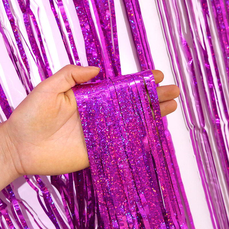 1 meter 2 meter 3 meter 4 meter laser rain silk curtain flower curtain props wedding Christmas birthday party background decoration
