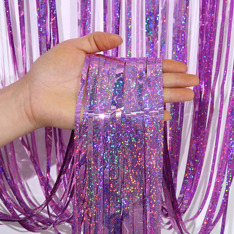 1 meter 2 meter 3 meter 4 meter laser rain silk curtain flower curtain props wedding Christmas birthday party background decoration