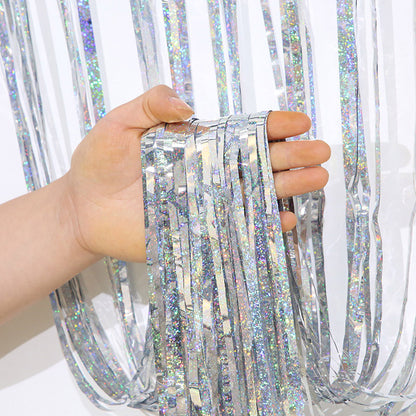 1 meter 2 meter 3 meter 4 meter laser rain silk curtain flower curtain props wedding Christmas birthday party background decoration
