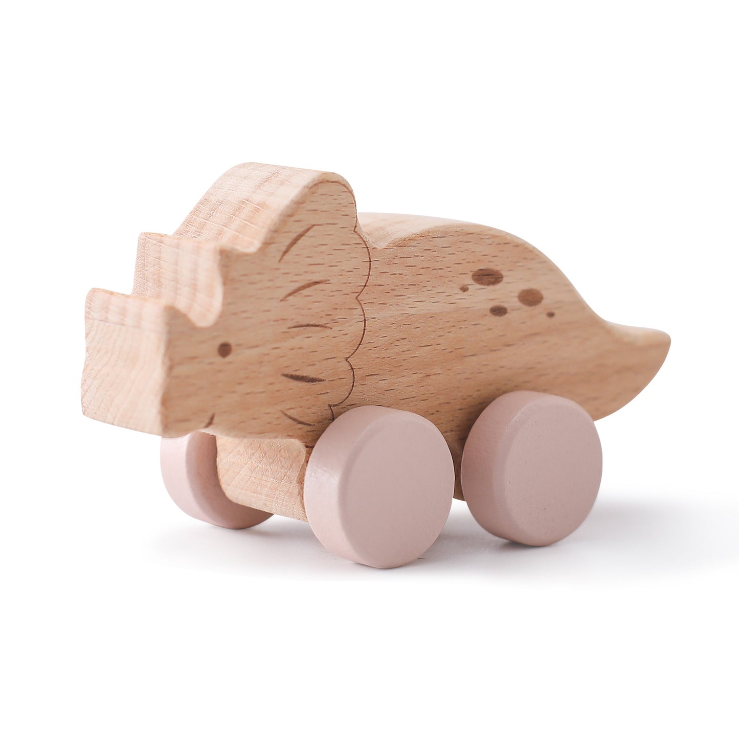 1 piece of birch wood Montessori toy dinosaur with wheels, multi-variant style