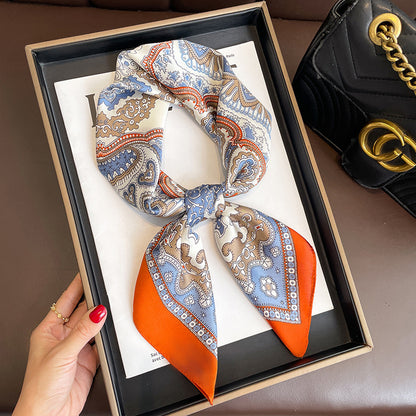 Yellow Small Square Silk Scarf For Women Fashion Accessory
