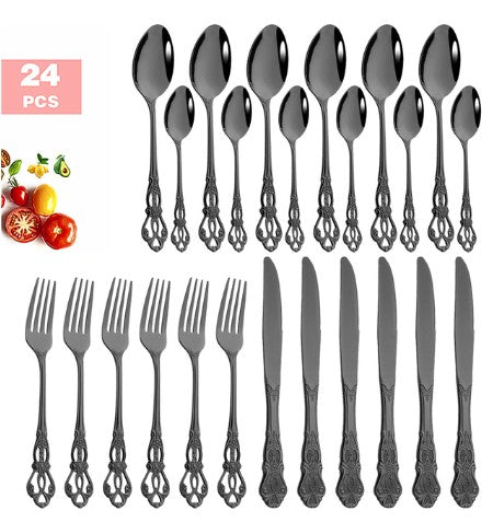 Gold Plated Stainless Steel Spoon Western Dinnerware Set
