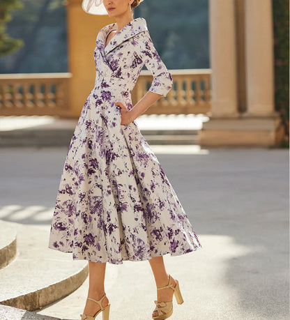 Elegant Formal French-Style Waist-Cinched Dress for Women