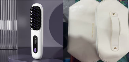 2-in-1 Hair Straightener Brush Wireless Fast Heating Comb