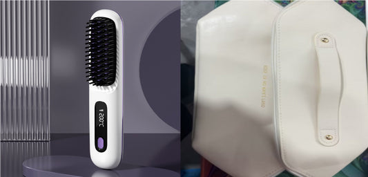 2-in-1 Hair Straightener Brush Wireless Fast Heating Comb