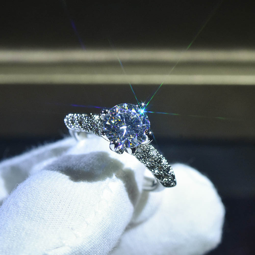 Women’s Moissanite Fortune Ring with Platinum Plating