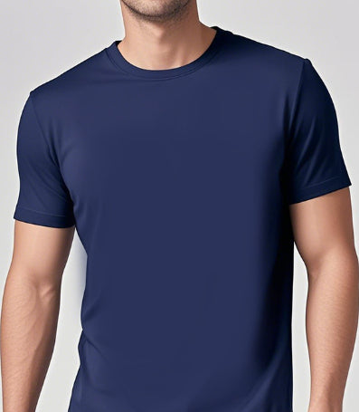 Buy Solid-Color Casual Short-Sleeve Crew Neck T-Shirt