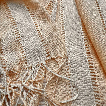 2pcs Classic Yarn Dyed Pattern Khaki Long Scarf,vacation,daily Life,evening Party,Office Appropriate Subtlety For Women Men,for Casual Outfits
