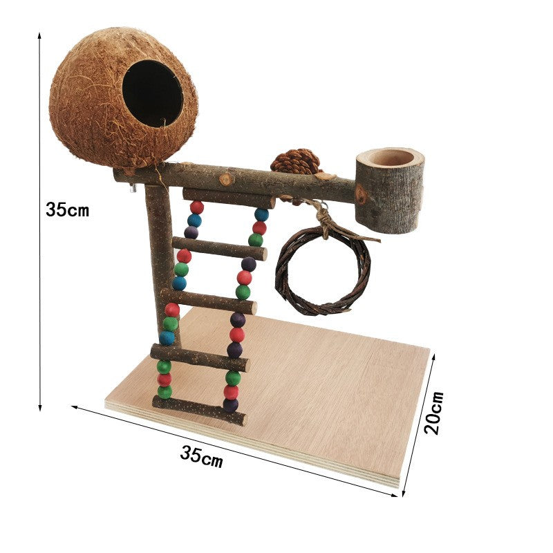 Parrot Training Station Frame – Solid Wood Bird Shelf & Toys