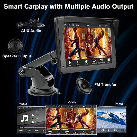 Portable Car Stereo Wireless CarPlay Android Auto 7 Inch