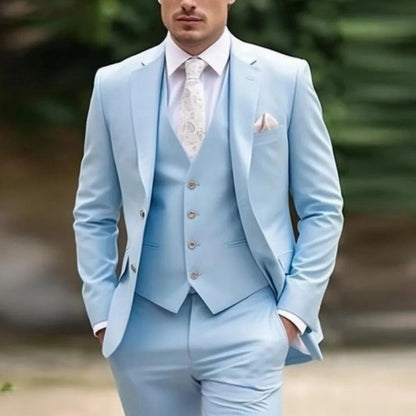 Men’s Three-Piece Solid-Color Suit – Stylish & Sophisticated.