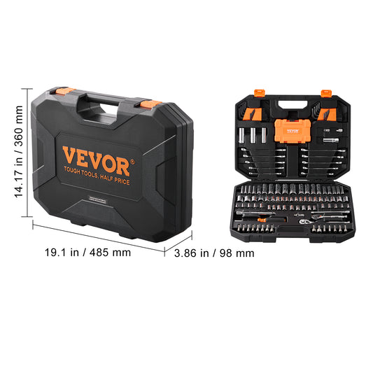 VEVOR 145-Piece Mechanics Tool and Socket Set for DIY Repairs