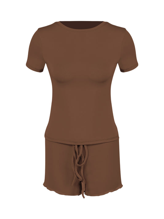 Buy Women’s Form-Fitting Short-Sleeve Set with Classic Crew Neck