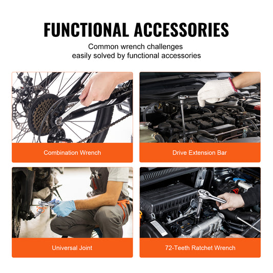 VEVOR 145-Piece Mechanics Tool and Socket Set for DIY Repairs