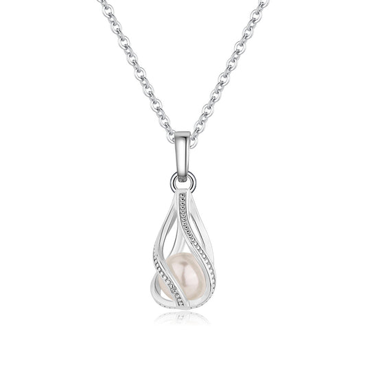 Teardrop Pearl Earrings Necklace Set for Women Daily Wear