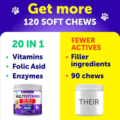 Dog Multivitamin Chewable – 20 in 1 Dog Vitamins Chews