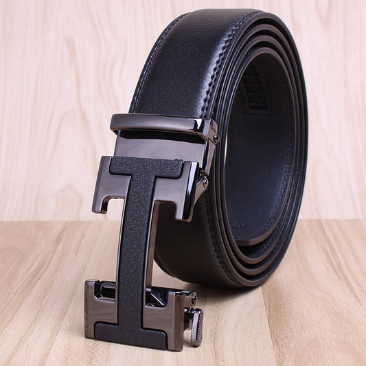 Men’s Genuine Leather Belt Automatic Buckle Stylish & Durable